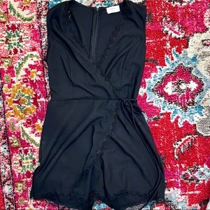Deep v Lacey wrap romper
